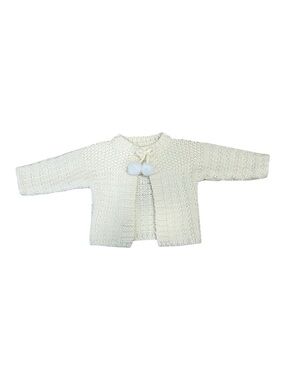 5/$25 Cream Knit Baby Cardigan with Pom Poms- 6-12 months